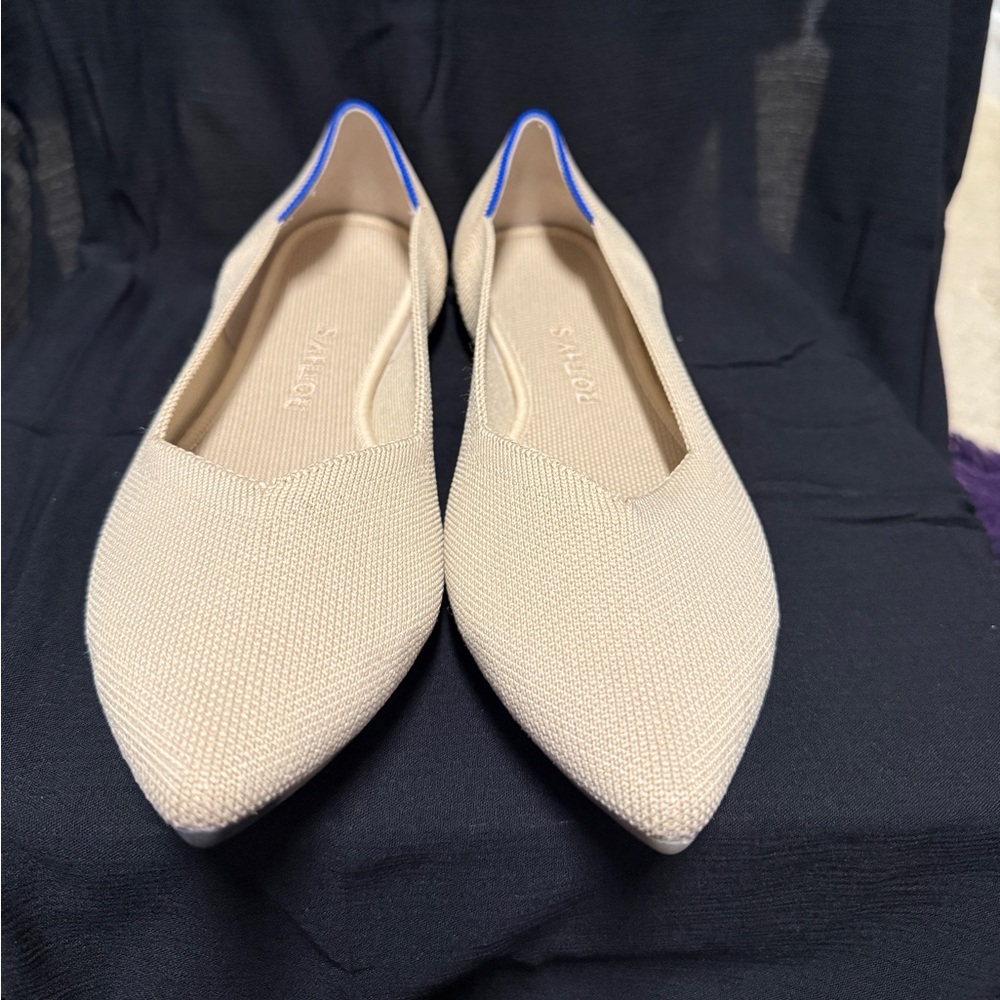 Rothy's Cream Flats with Blue Accents